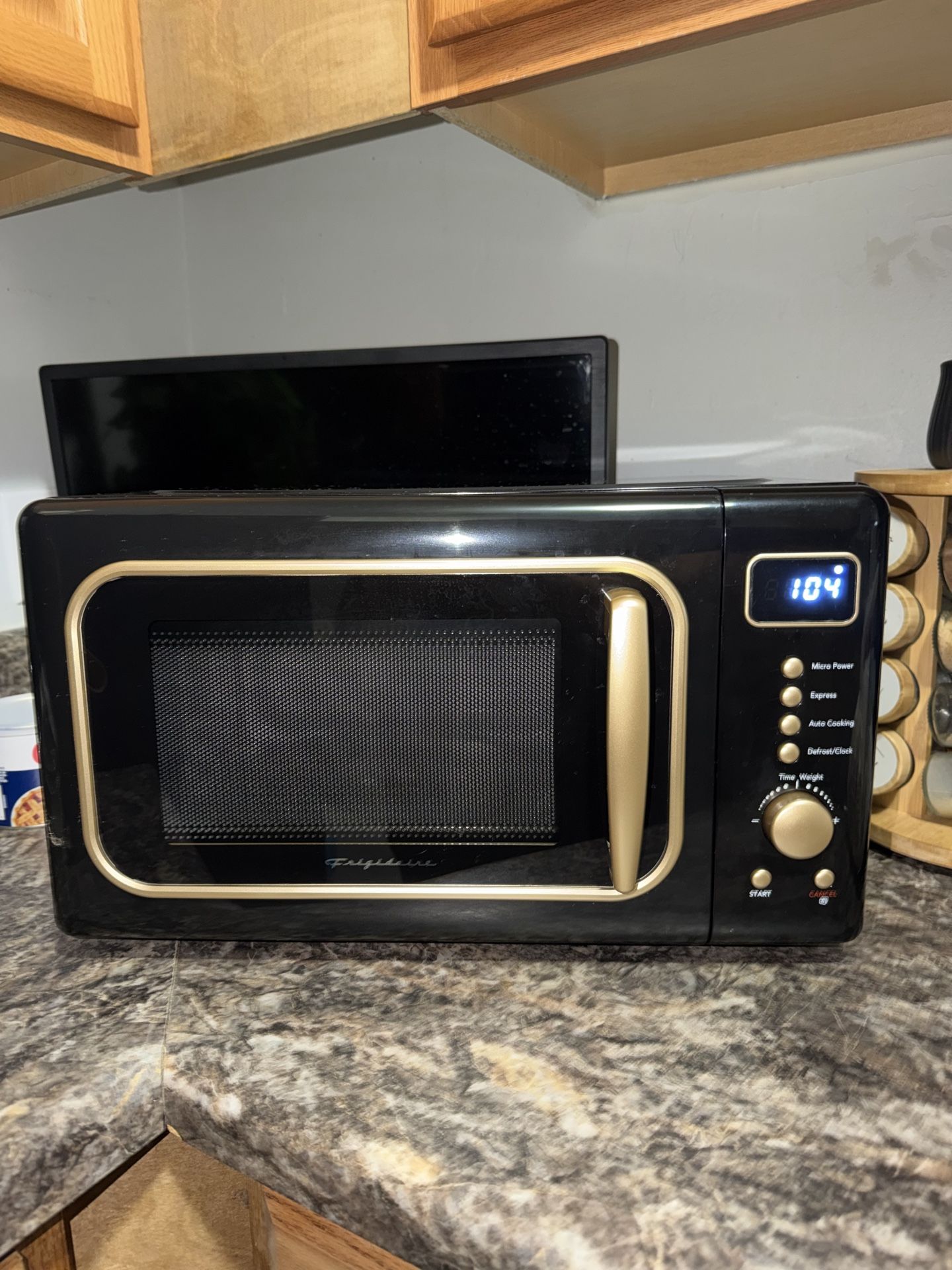 Frigidaire retro gold and black microwave