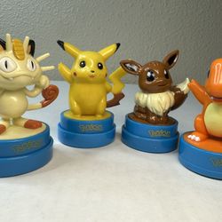 Vintage Rare Official 90s Pikachu Pokemon Nintendo Arts & Crafts Rubber Stamp Lot Of 4