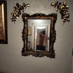 Antique Mirror With Leaf Accents 