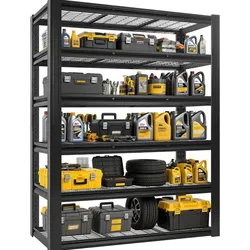 Huluwat 6-Tiers Heavy Duty Metal Adjustable Garage Storage Shelving Unit in Black (60 in. W x 83.8 in. H x