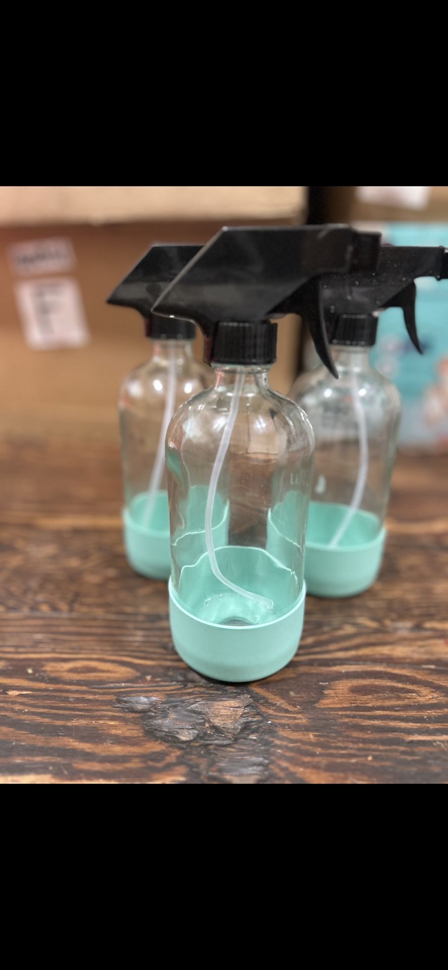 3 EcoLogical Clear Glass Spray Bottles  TEAL 16.9 OZ