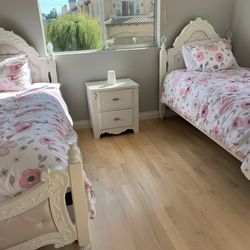 2 Ashley Furniture Twin Princess Beds (and Mattresses)
