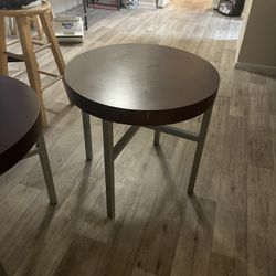 Pair Of Real Wood And Metal End Tables / 22 Wide / 21 Tall