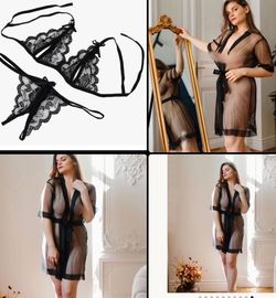 transparent robe set 3 Pieces