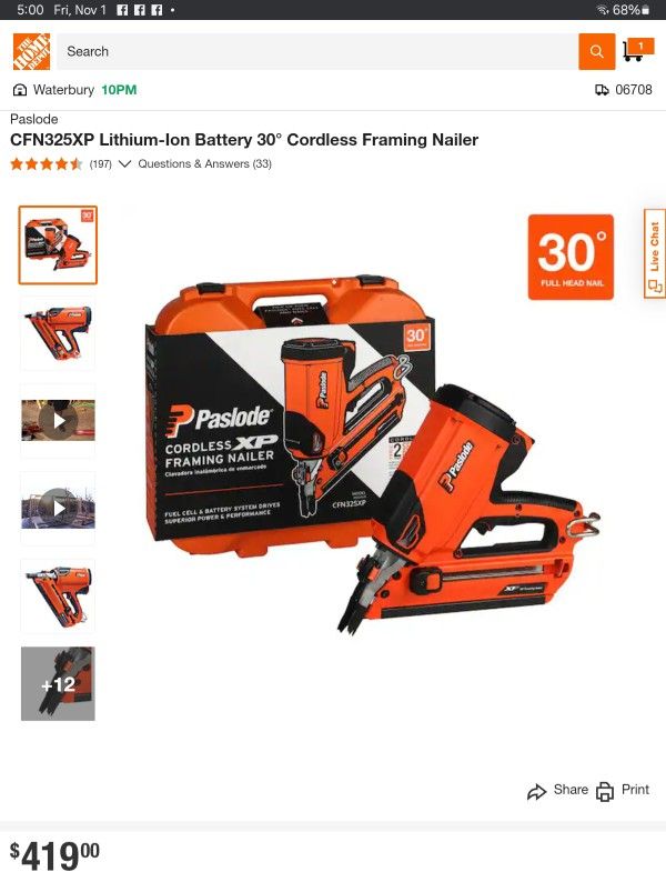 CFN325XP Lithium-Ion Battery 30° Cordless Framing Nailer