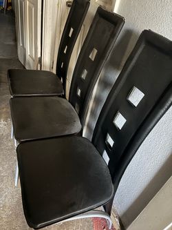 Set of 4 Black Faux Leather Dining Chairs