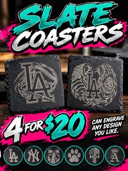 LA Dodgers Engraved Slate Coaster