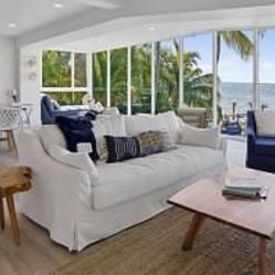 Blue Chaise And White Sofa 