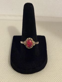 Size 7 Sterling Silver Fire Opal Ring