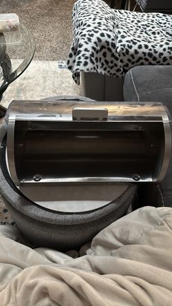 STAINLESS STEEL BREAD HOLDER ROLL-UP TOP BREAD BIN CONTAINER