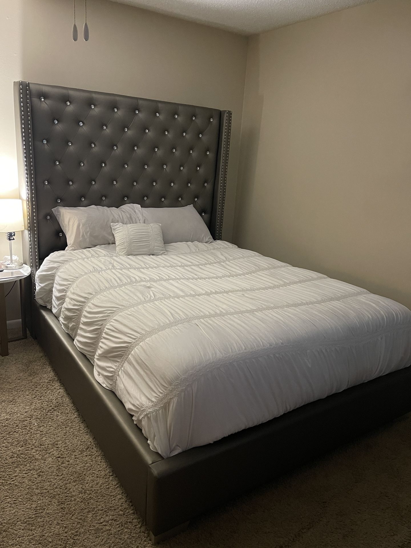 Moving and will not need this bed. Selling headboard and frame only!!! Mattress not included. Please be prepared to take bed apart with tools and PICK