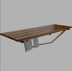 36" ADA Compliant Foldable Teak Wood Shower Bench, Wall Mounted 400lb Capacity, Clear Coated Premium Finish, Space-Saving Medical Bath Seat for Senior