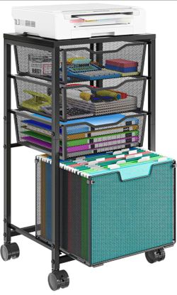 4 Drawers Rolling File Cart, Under Desk Mobile Filing Cabinet with Wheels, File Cabinets for Home Office, Hanging File Folder Organizer Utility Craft 