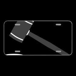 License Plate Novelty Car Front Hammer Court Law Right Justice Jura