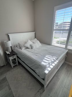 White Wood Queen Bed Frame