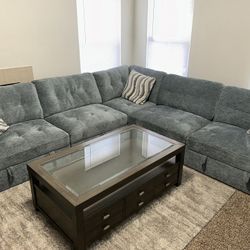 Sofa With Coffee Table and Side Table 