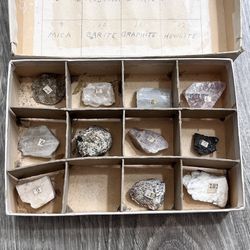 Box of 11 Crystal Rocks Rough Specimen Feldspar Selenite Quartz RARE!! In Box