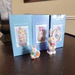 Vintage Midwest of Cannon Falls "Hopalong Hollow" Easter Village - Set of 3 + Figurines