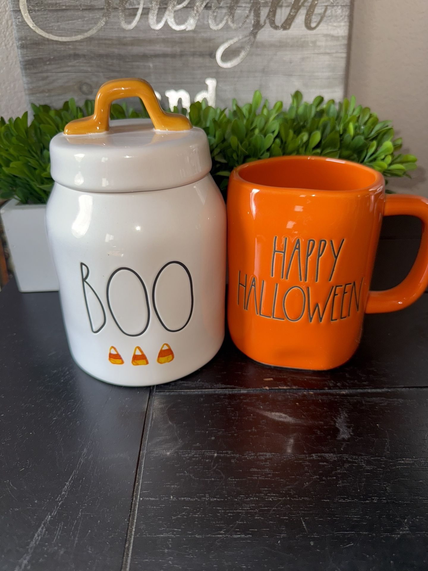 Rae Dunn Boo Candy Corn Canister And Mug