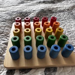 Montessori wooden material pegboard monti kids baby toddler