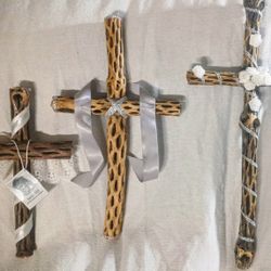 Decorated Chola Cactus Wood crosses.