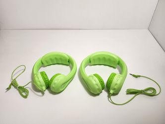 2pcs Kidrox Wired Kids Headphones, Volume Limited with Padded Cushions and Removable Size-Adjuster, Safe for Children (Green)
