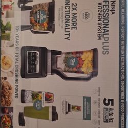 Ninja BN805A Pro Plus Kitchen System, 1400W, 5-in-1: Smoothies, Chop, Dough, Auto IQ, 72oz Blender Pitcher, 64oz Processor Bowl, 2x32oz Cups, Black