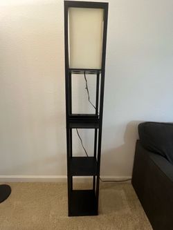 Floor Lamp w/ Shelves + USB – Like New