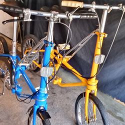 Two Vintage 6 Gear Duhan Folding Bikes For Sale