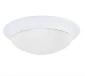 Generation Lighting Nash 14 in. W 2-Light White Flush Mount with Satin Etched Glass