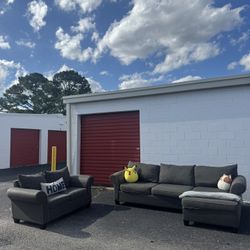 Gray Sectional Couch Sofa Set 