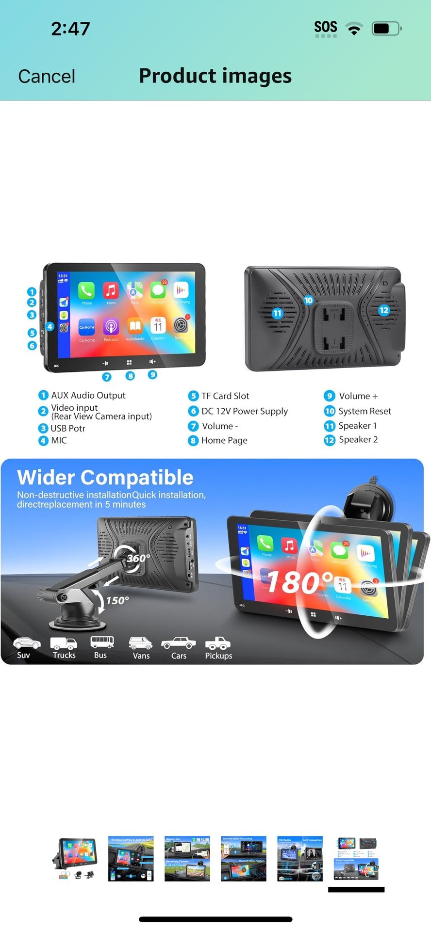 CarPlay Screen With Rear View Camera