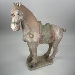 Chinese Tang Style Sancai Pottery Terracotta Painting Zodiac Horse Animal Statue