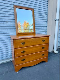 Maple Mid Century Modern Dresser With Mirror