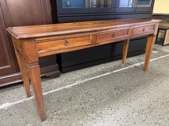 Vintage Rustic Solid Wood Neoclassical 3-Drawer Console Table