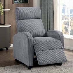 Corduroy Pushback Recliner Chair Armchair Push Back Recliner, Solid Wood Frame and Metal Base, Easy Assembly Small Soft Single Sofa Accent Chair