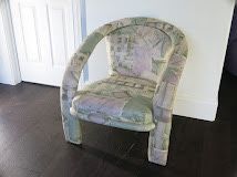 Vintage 1980s Postmodern Carsons Pop Lounge Chair With Pastel Floral Fabric