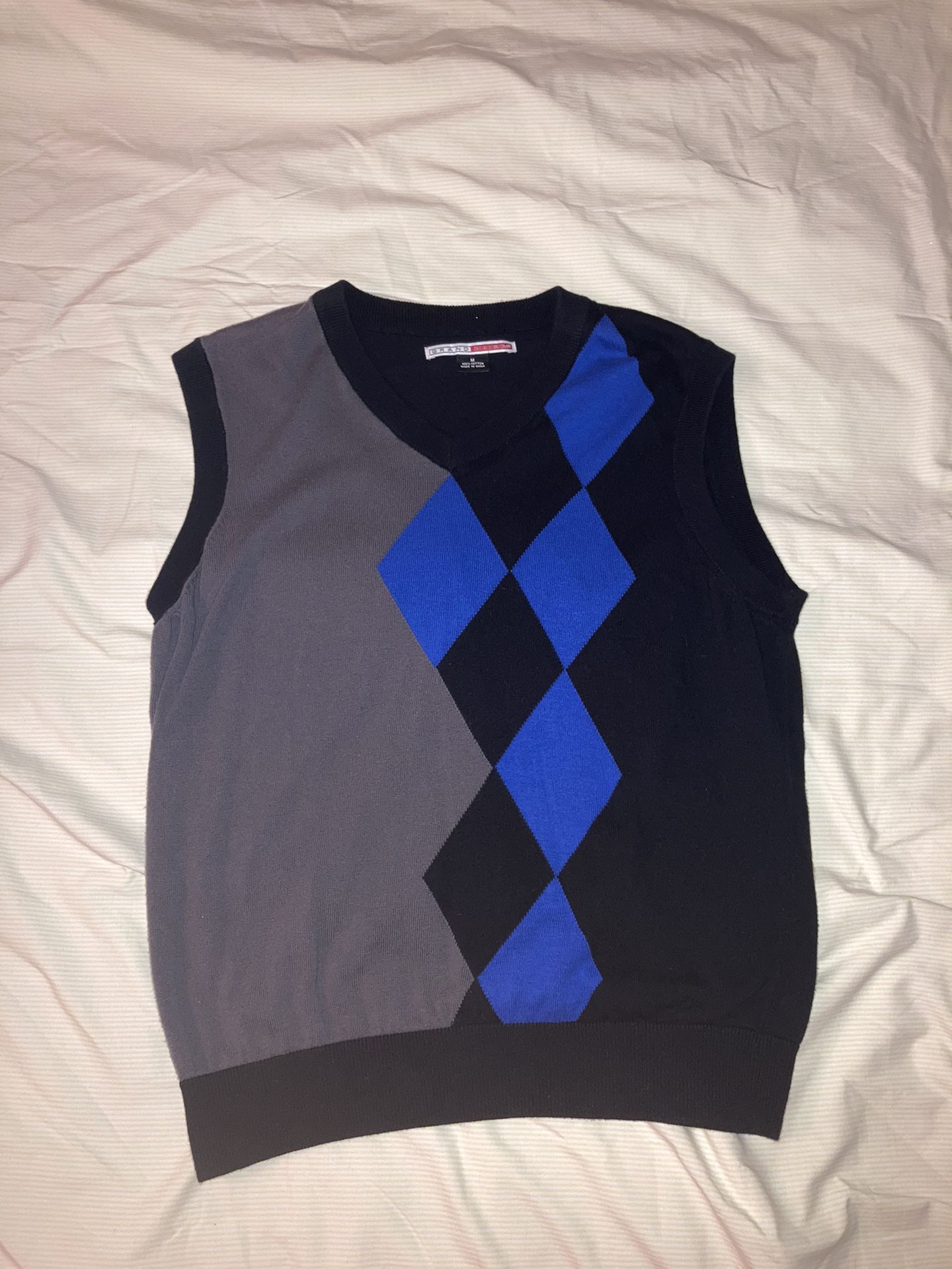 Grand Slam Black And Blue Diamond Sweater Vest