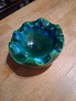 Vintage Haeger Green & Blue Ombre Glaze Ashtray