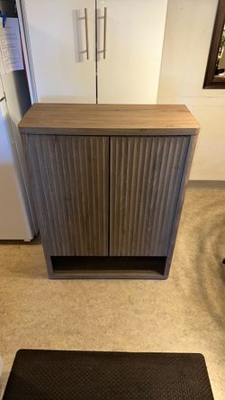 Wood Storage Cabinet with Shelves – $60