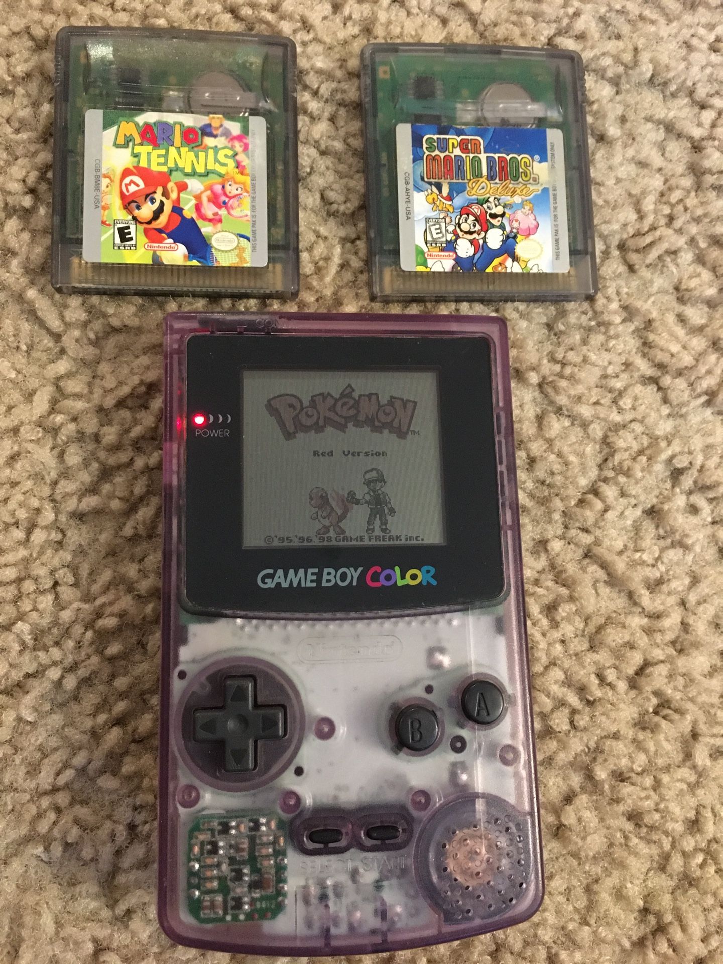 Nintendo Game Boy Color Handheld System Atomic Purple With 2 Mario Games