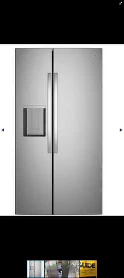 Lot # 1013: As-Is, (Retail Price $2200) GE 27.7 cu. ft. Side-By-Side Refrigerator in Stainless Steel (Store Return)