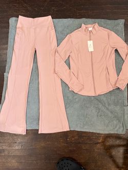 Pink Athletic Set Jacket and Flare Pants size small