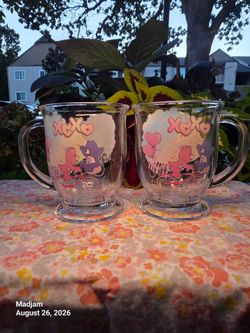 CUTE DEAL: Set of 2 Silver Buffalo Care Bears Clear Glass Mugs -