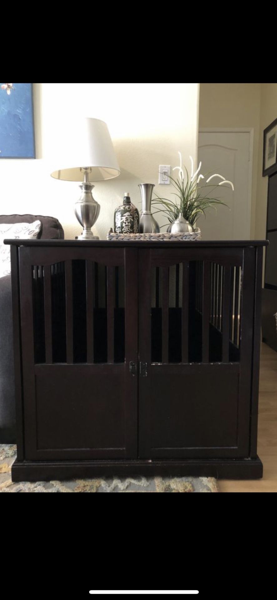 Dog crate dog house wooden kennel dimensions are 31.5” W x 44.5” D x 30” H kennel crate dog house. Pls do your homework and google the price of the