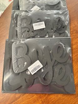 Black Wood Wall Mounted Love You Bye Letter Sign Decor, Pack of 2, Medium