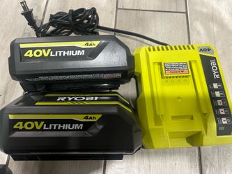 Save $$ Like new 2 4ah 40v Ryobi Batteries & Charger