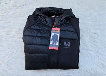 Merrell Men's Hooded Mixed Media Puffer Softshell Jacket Size Medium