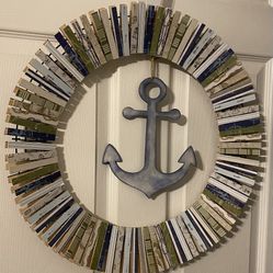 Clip Wreath/nautical W Holiday Reverse