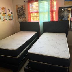 2 Twin Size Bed Frame With 2 Mattress Set .   All New Furniture And Free Delivery   Free Installation Too. 